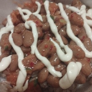 納豆の食べ方-キムチ＆にんにくマヨネーズ♪